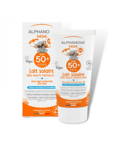 Lait solaire bébé Bio très haute protection SPF 50+ APHANOVA Herboristerie du Palais Royal