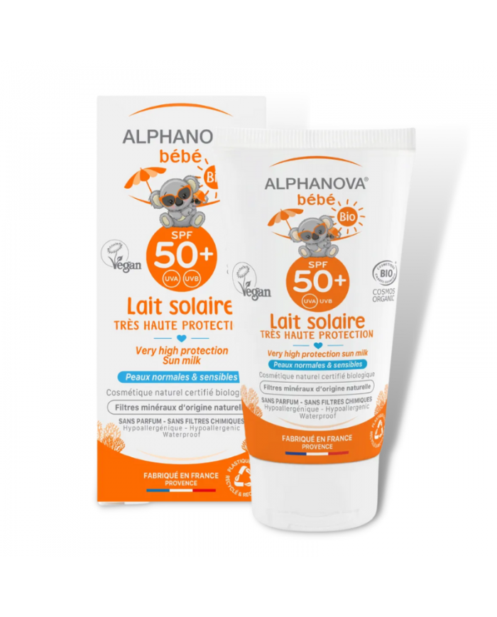 Lait solaire bébé Bio très haute protection SPF 50+ APHANOVA Herboristerie du Palais Royal