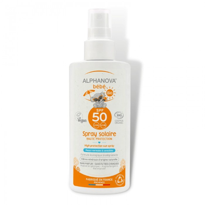 SPRAY SOLAIRE BÉBÉ SPF 50+ Bio ALPHANOVA Herboristerie du Palais Royal