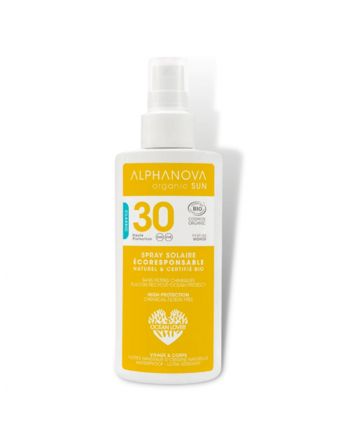SPRAY SOLAIRE BIO ADULTE EN SPRAY HAUTE PROTECTION SPF 30 ALPHANOVA Herboristerie du Palais Royal Michel Pierre Paris