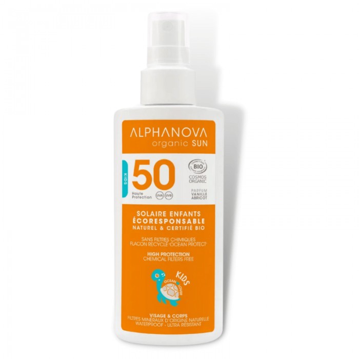 SPRAY SOLAIRE BIO ENFANTS HAUTE PROTECTION SPF 50 ALPHANOVA Herboristerie du Palais Royal Michel Pierre Paris