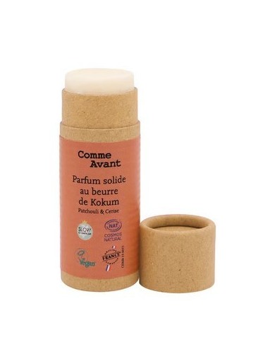Parfum bio solide et naturel sans alcool au beurre de kokum Patchouli & fleur de cerisier Parfum bio solide et naturel sans alcool au beurre de kokum Patchouli & fleur de cerisier