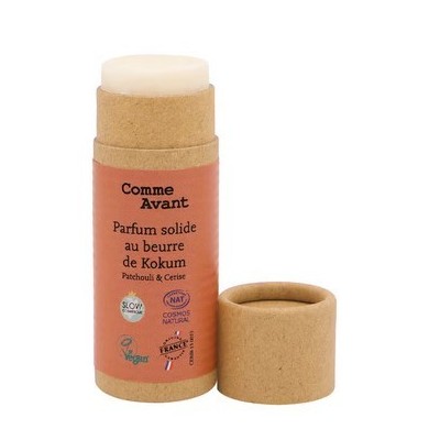 Parfum bio solide et naturel sans alcool au beurre de kokum Patchouli & fleur de cerisier Parfum bio solide et naturel sans alcool au beurre de kokum Patchouli & fleur de cerisier