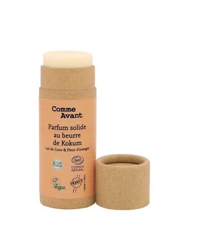 Parfum bio solide et naturel sans alcool au beurre de kokum Lait de coco & fleur d'Oranger Parfum bio solide et naturel sans alcool au beurre de kokum Lait de coco & fleur d'Oranger