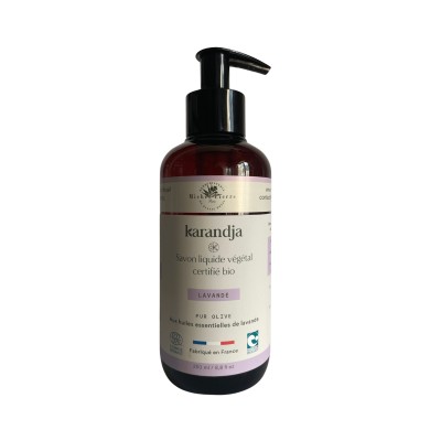 Savon liquide végétal pur olive certifié bio LAVANDE 250 ml Savon liquide végétal pur olive certifié bio LAVANDE 250 ml