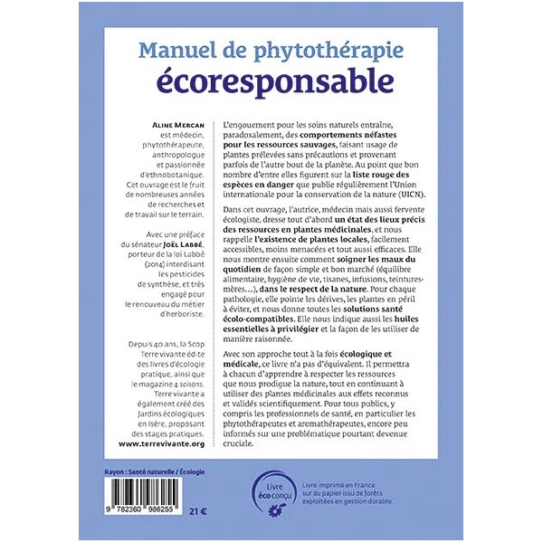 Livre "Manuel de phytothérapie écoresponsable"