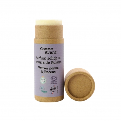 Parfum bio solide et naturel au beurre de kokum Vetiver Poivré et encens Parfum bio solide et naturel au beurre de kokum Vetiver Poivré et encens
