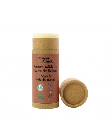 Parfum bio solide et naturel au beurre de kokum Tonka et bois de Santal Parfum bio solide et naturel au beurre de kokum Tonka et bois de Santal