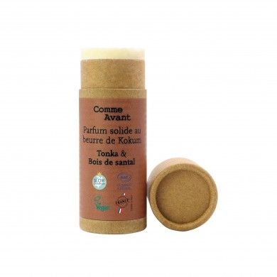 Parfum bio solide et naturel au beurre de kokum Tonka et bois de Santal Parfum bio solide et naturel au beurre de kokum Tonka et bois de Santal
