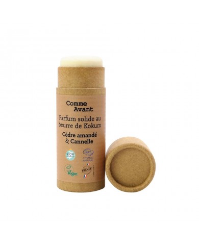 Parfum bio solide et naturel au beurre de kokum Cèdre et cannelle Parfum bio solide et naturel au beurre de kokum Cèdre et cannelle