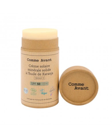 Crème solaire SPF50 minérale solide à l'huile de karanja Crème solaire SPF50 minérale solide à l'huile de karanja