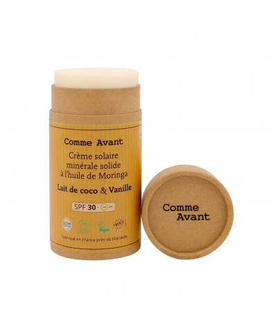Crème solaire SPF30 solide lait de coco et Vanille Crème solaire SPF30 solide lait de coco et Vanille