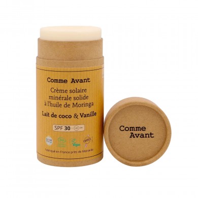 Crème solaire SPF30 solide lait de coco et Vanille Crème solaire SPF30 solide lait de coco et Vanille