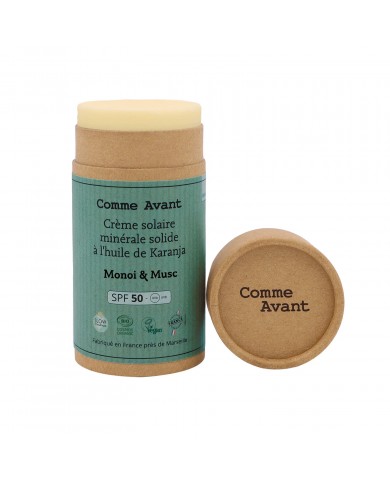 Crème solaire SPF50 solide Monoï et Musc Crème solaire SPF50 solide Monoï et Musc