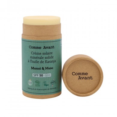 Crème solaire SPF50 solide Monoï et Musc Crème solaire SPF50 solide Monoï et Musc