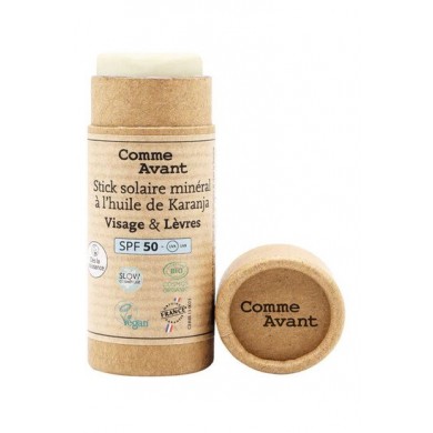 Crème solaire SPF50 minérale solide à l'huile de karanja Visage et Lèvre Crème solaire SPF50 minérale solide à l'huile de karanja Visage et Lèvre