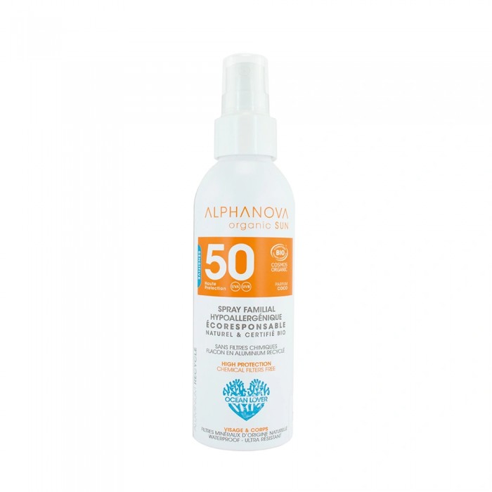 SPRAY SOLAIRE FAMILIAL BIO HYPOALLERGENIQUE HAUTE PROTECTION SPF 50