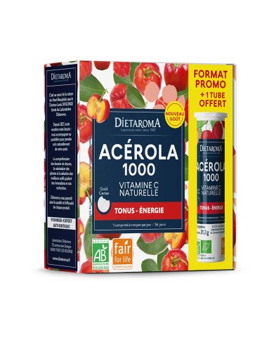 Acérola 1000 bio Tonus Energie 24 comprimés + 12 offerts Acérola 1000 bio Tonus Energie 24 comprimés + 12 offerts